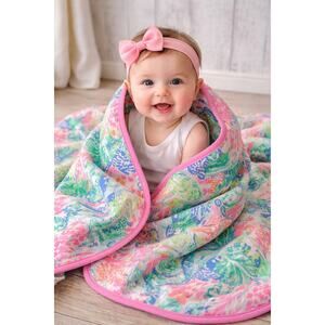Colorful Tropical Baby Blanket - Soft Floral Baby Quilt - Baby Shower Gift